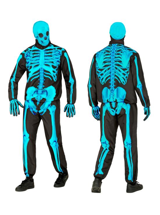 Disfraz de Esqueleto "Fast Costume" – Adulto Fluorescente Azul