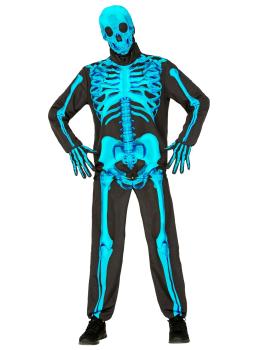 Disfraz de Esqueleto "Fast Costume" – Adulto Fluorescente Azul