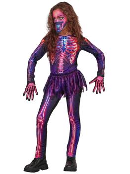 Disfraz de Esqueleto Fluorescente para Niña