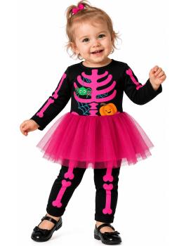 Disfraz de Esqueleto Rosa para Bebé Niña con Tutú – Halloween