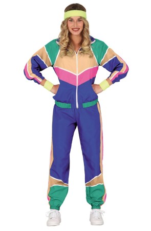 Disfraz de gimnasta de los 80 de colores para mujer