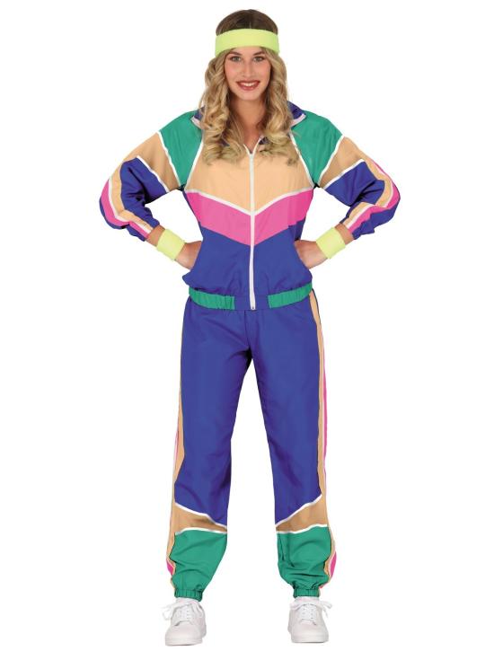 Disfraz de gimnasta de los 80 de colores para mujer