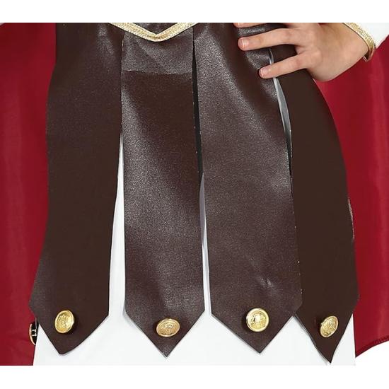 Disfraz de Gladiadora Niña - Vestido con Adornos Dorados y Capa Roja Disfraz de Gladiadora Niña - Vestido con Adornos Dorados y Capa Roja