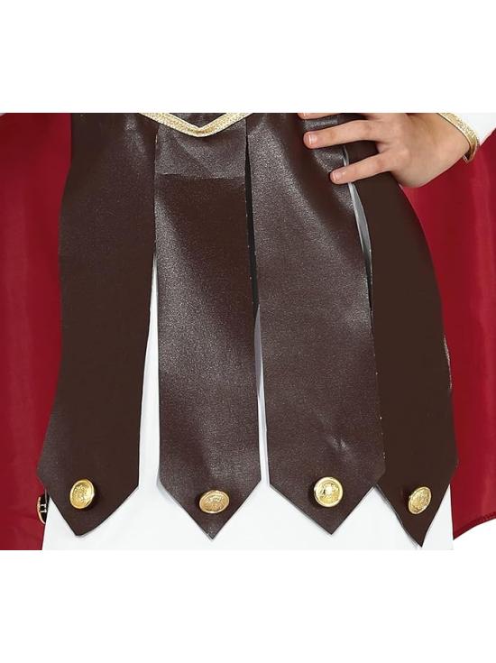 Disfraz de Gladiadora Niña - Vestido con Adornos Dorados y Capa Roja