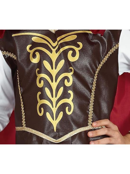 Disfraz de Gladiadora Niña - Vestido con Adornos Dorados y Capa Roja