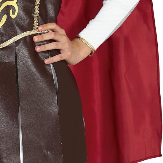 Disfraz de Gladiadora Niña - Vestido con Adornos Dorados y Capa Roja Disfraz de Gladiadora Niña - Vestido con Adornos Dorados y Capa Roja
