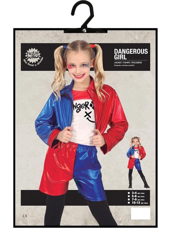 Disfraz de Harley Quinn para niña – Chaqueta, Pantalón y Camiseta