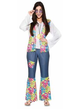 Disfraz de Hippie Flores chica