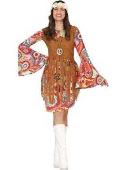 Disfraz de hippie multicolor mujer **