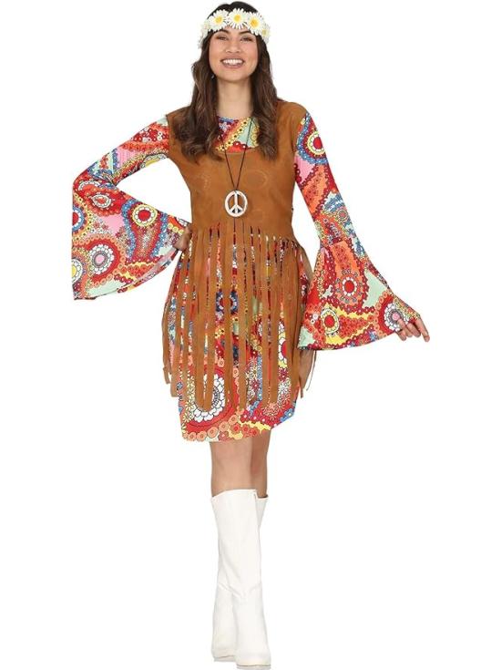 Disfraz de hippie multicolor mujer **
