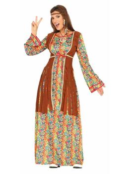 Disfraz de Hippie Sesentera con Vestido  adulta
