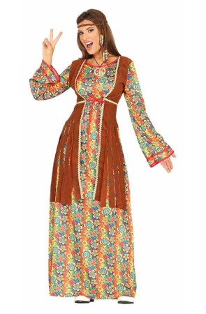 Disfraz de Hippie Sesentera con Vestido  adulta