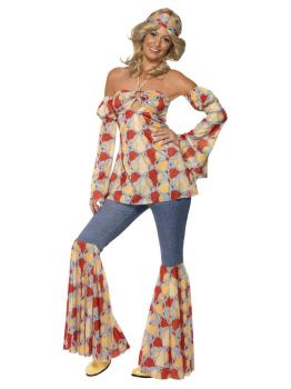 Disfraz de Hippie Vintage lujo para chica