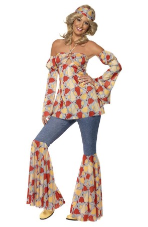 Disfraz de Hippie Vintage lujo para chica