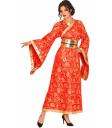 Disfraz de Kimono Japonés Rojo y Dorado para Mujer