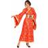 Disfraz de Kimono Japonés Rojo y Dorado para Mujer