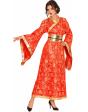 Disfraz de Kimono Japonés Rojo y Dorado para Mujer