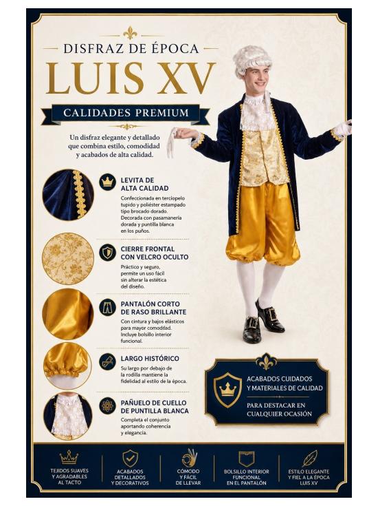 Disfraz de Luis XV para Hombre