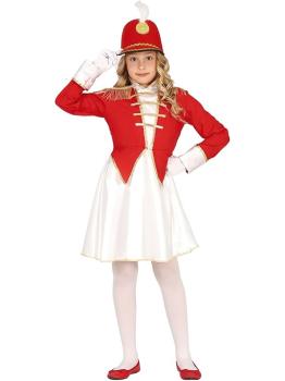 Disfraz de Majorette Niña - Atuendo Infantil Rojo, Blanco y Dorado para Niñas