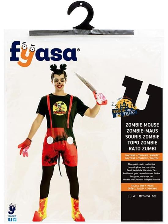 Disfraz de Mickey Mouse Zombi para Hombre Talla ML