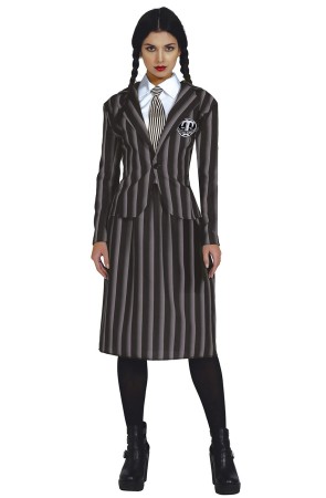 Disfraz de Miércoles Addams uniforme escolar para chica