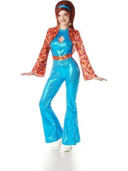 🕺 Disfraz de Disco Azul Mujer Años 70