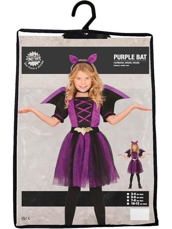 Disfraz de Murciélago lila para niña - Disfraz de Murciélago con Diadema de Murciélago, Vestido Tutú y Alas - Disfraces Halloween Niña