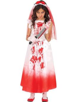 Disfraz de Novia Sangrienta Infantil con Velo y Vestido