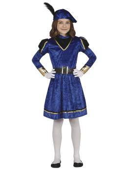 Disfraz de Paje Navidad azul para niña