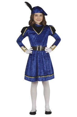 Disfraz de Paje Navidad azul para niña