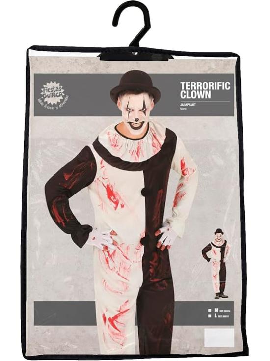 Disfraz de Payaso Despiadado Terrifier para Hombre – Cuello y Mono Ensangrentado