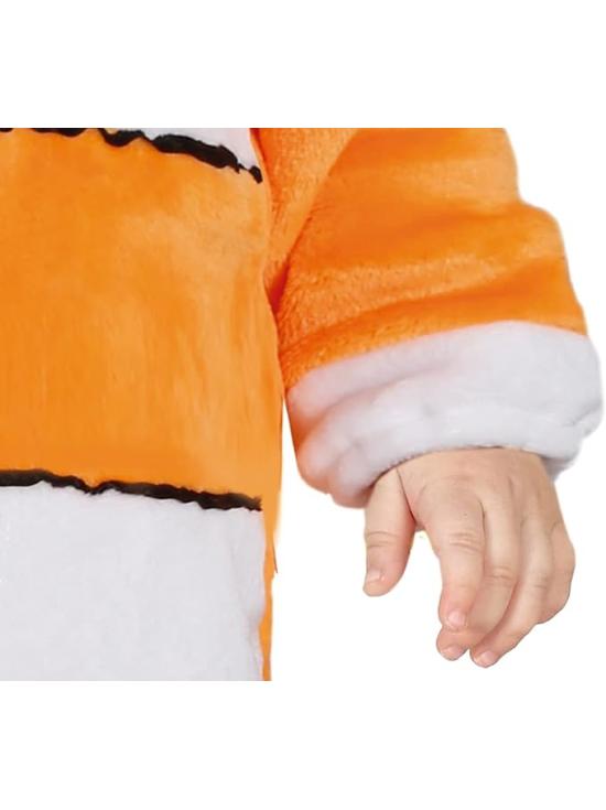 Disfraz de Pequeño Pez Payaso - Mono Rayas Naranja y Blanco y Capucha para Bebé **