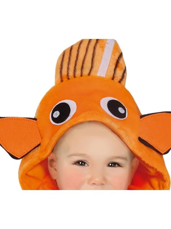 Disfraz de Pequeño Pez Payaso - Mono Rayas Naranja y Blanco y Capucha para Bebé **