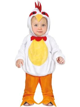 Disfraz Pollito Bebé Mono Amarillo y Blanco con Capucha de Pollo para Bebé **