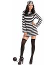Disfraz de Presa para Mujer Adulta – Vestido de Rayas Blanco y Negro con Gorro