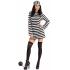 Disfraz de Presa para Mujer Adulta – Vestido de Rayas Blanco y Negro con Gorro