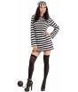 Disfraz de Presa para Mujer Adulta – Vestido de Rayas Blanco y Negro con Gorro