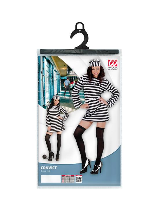 Disfraz de Presa para Mujer Adulta – Vestido de Rayas Blanco y Negro con Gorro