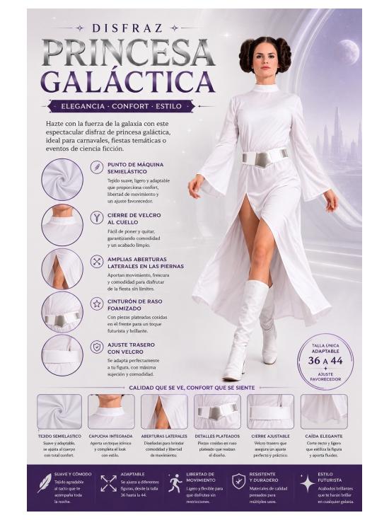 Disfraz de Princesa Galáctica Leia Star Wars  adulta