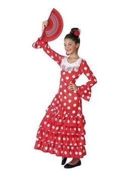Disfraz de Sevillana Color  Rojo para niña