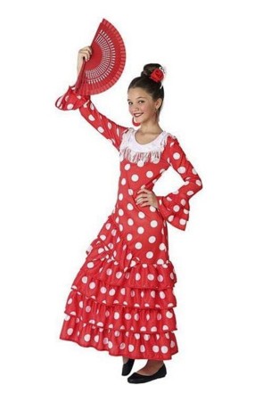 Disfraz de Sevillana Color  Rojo para niña
