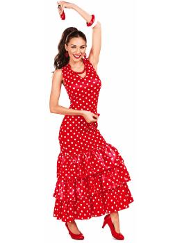Disfraz de Sevillana Rojo para Mujer – Traje Flamenca Feria de Abril