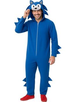 Disfraz de Sonic para Hombre – Mono Azul con Capucha Inspirado en Videojuegos y Cine