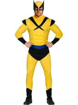 Disfraz de Superhéroe Musculoso  Lobwzno X-MEN  Amarillo para Adulto con Capucha