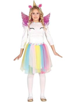 Disfraz de Unicornio Arco Iris con Alas para Niña