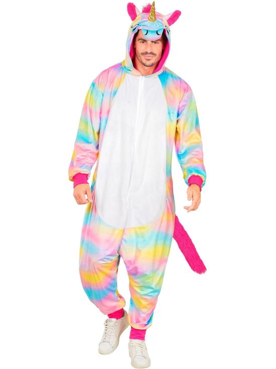 Disfraz de Unicornio Unisex para Adultos – Mono Arcoíris de Felpa