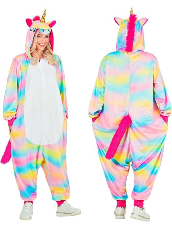 Disfraz de Unicornio Unisex para Adultos – Mono Arcoíris de Felpa