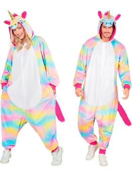 Disfraz de Unicornio Unisex para Adultos – Mono Arcoíris de Felpa