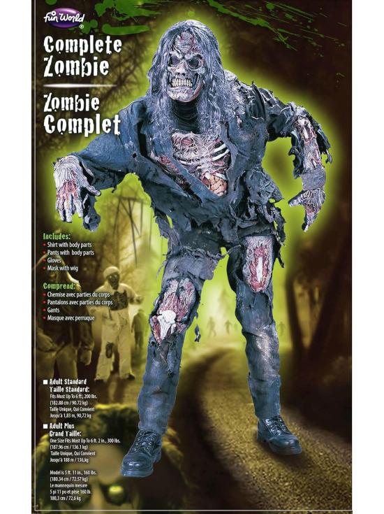 Disfraz de zombie hambriento 3D para hombre