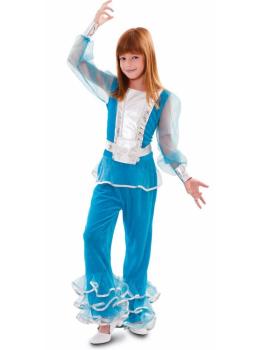 Disfraz Disco Azul Abba para niña
